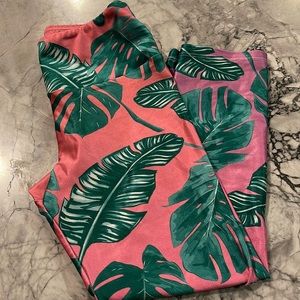 Goldsheep leggings tropical leaves cropped